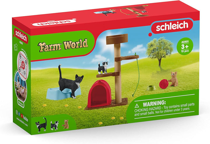 schleich 42501 Spielspass für niedliche Katzen, für Kinder ab 3+ Jahren, FARM WORLD - Spielset Singl