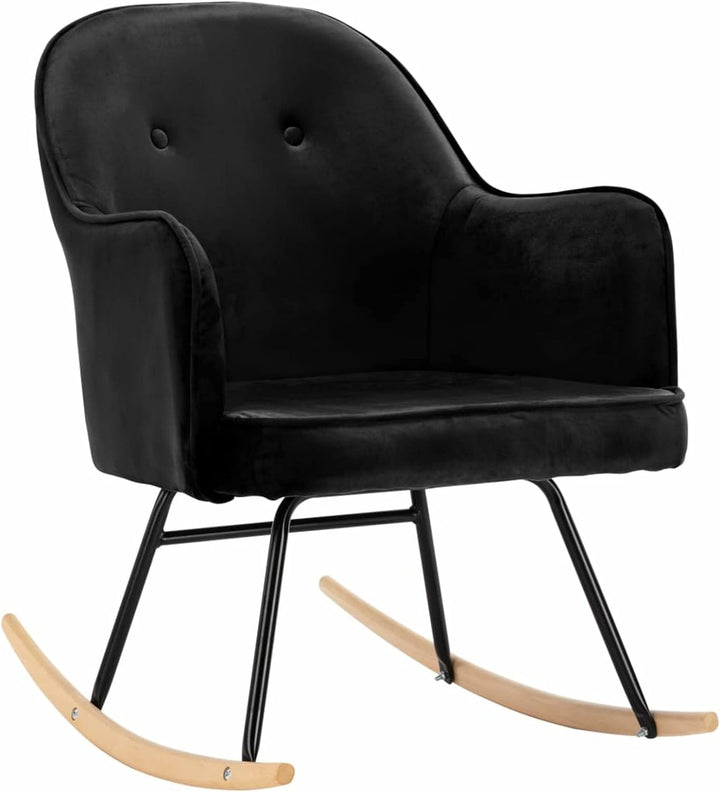 Susany Schaukelsessel Schaukelstuhl Relaxsessel Loungesessel Stillstuhl Fernsehsessel Samt Schwarz 6