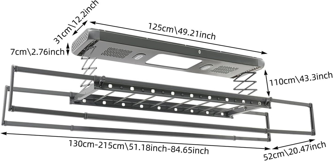 Elektrisch Decken Wäschetrockner, Ausziehbar Deckenmontage Elektrisch Wäscheständer, mit Fernbedienu