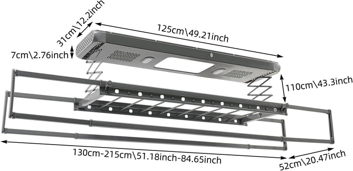 Elektrisch Decken Wäschetrockner, Ausziehbar Deckenmontage Elektrisch Wäscheständer, mit Fernbedienu