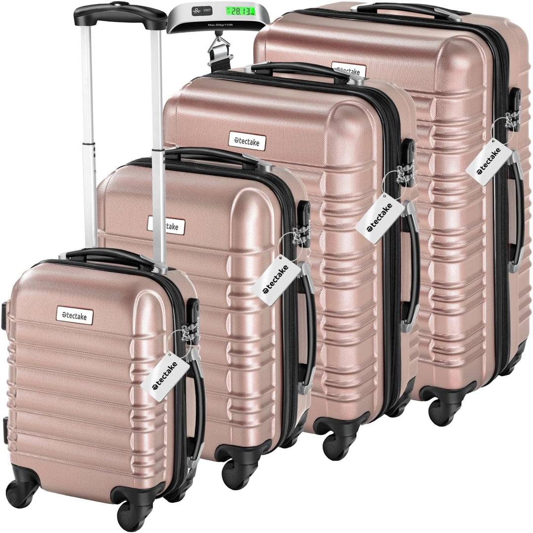 tectake®, 4tlg. Hartschalenkoffer Set, Reisekoffer Set mit Rollen, Hartschale aus ABS, Koffer Set mi