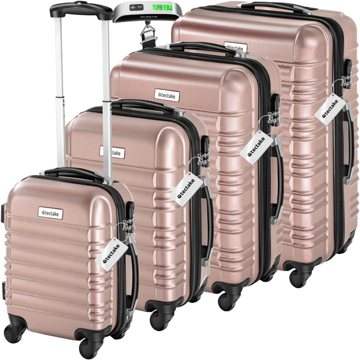 tectake®, 4tlg. Hartschalenkoffer Set, Reisekoffer Set mit Rollen, Hartschale aus ABS, Koffer Set mi