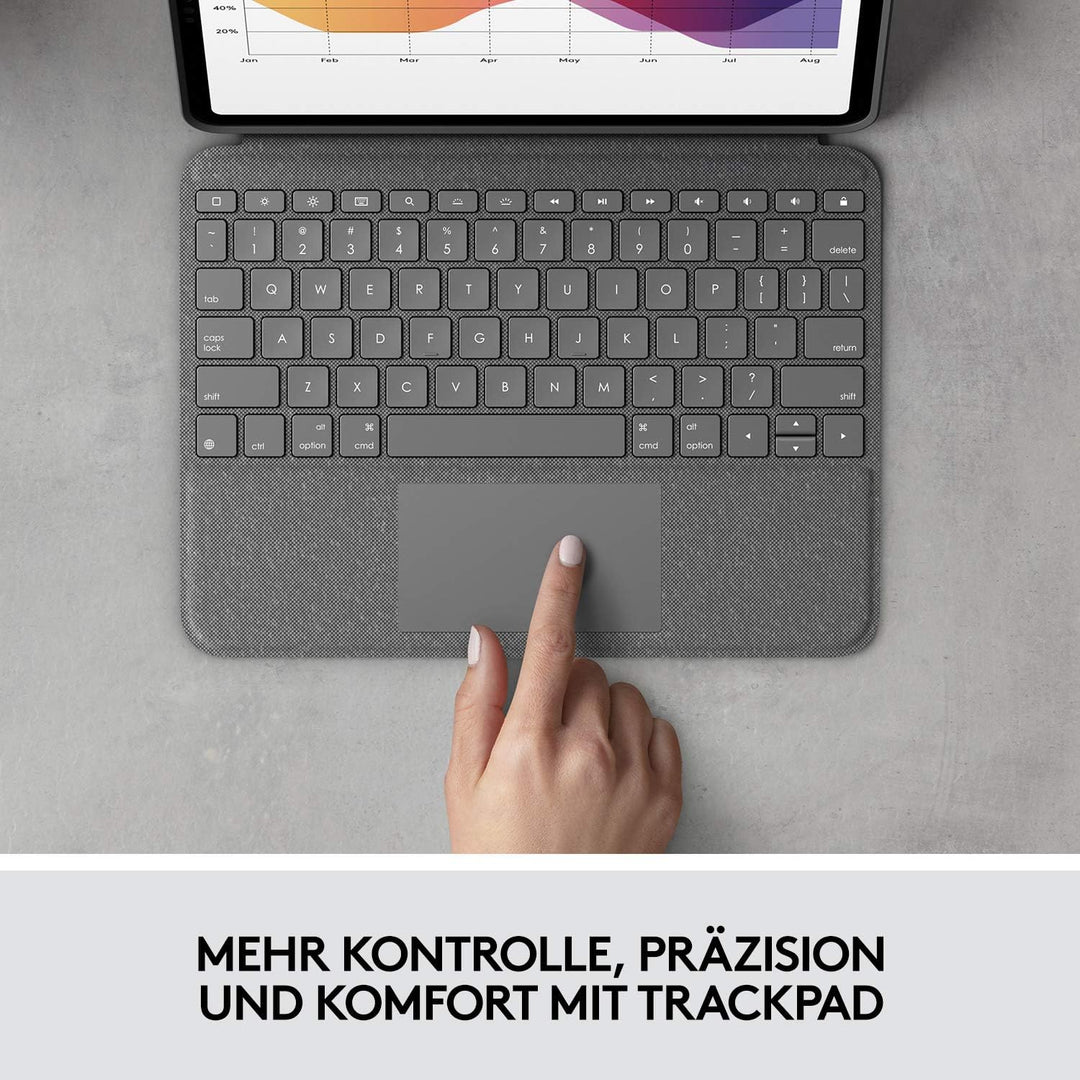 Logitech Folio Touch Hülle Tastatur, Trackpad und Smart Connector für iPad Air 4. Gen 5. Gen 2020, 2