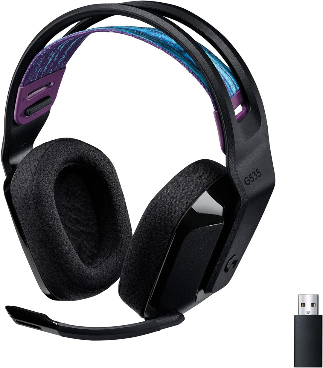 Logitech G535 LIGHTSPEED Wireless Gaming Headset - Lightweight on-ear headphones, flip to mute mic,