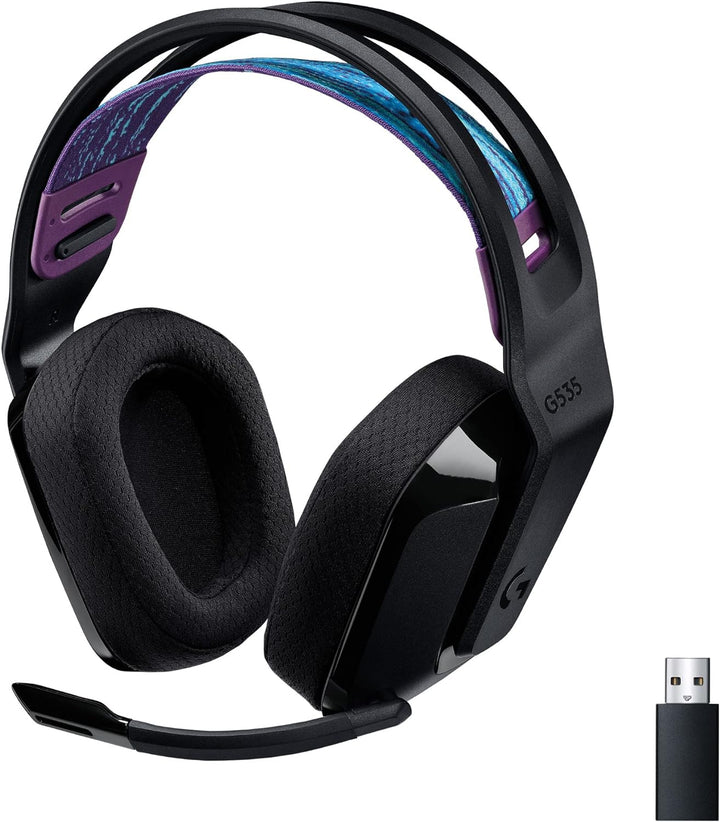 Logitech G535 LIGHTSPEED Wireless Gaming Headset - Lightweight on-ear headphones, flip to mute mic,