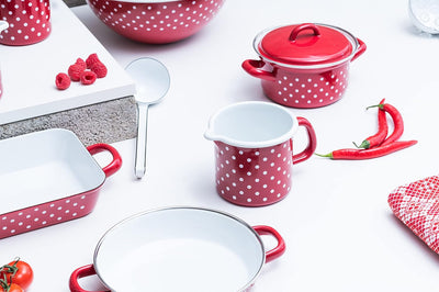 Riess, 0040-077, Schnabeltopf 12, COUNTRY - PÜNKTCHEN ROT, Durchmesser 12 cm, Höhe 11.5 cm, Inhalt 1