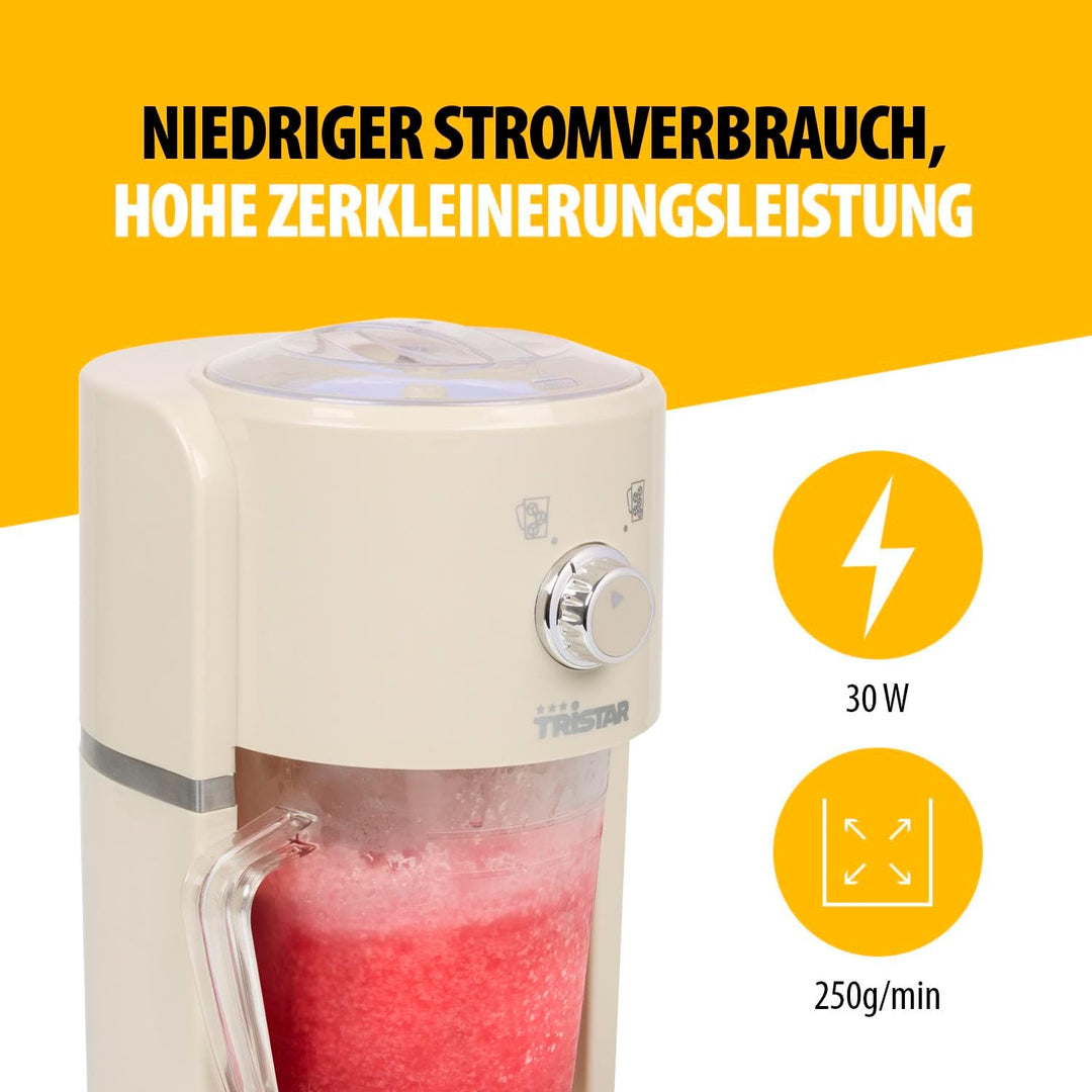 Tristar Slush-Maschine - 2 Grössen Crushed Ice - 250 g pro Minute - 1,1 L Kanne - 600 ml Eisfach - K