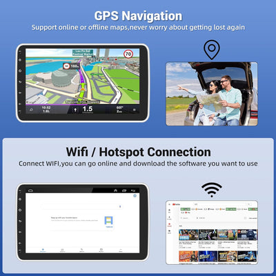 2G+32G Android 11.0 Autoradio 1 Din Wireless Apple Carplay Android Auto mit GPS Navi 10.1 Zoll Verti