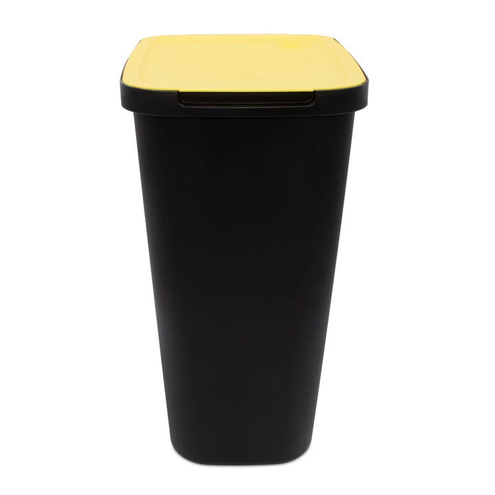Spetebo Abfalleimer schwarz mit farbigem Klappdeckel 3er Set - 50 L - Mülltrennsystem für Kunststoff