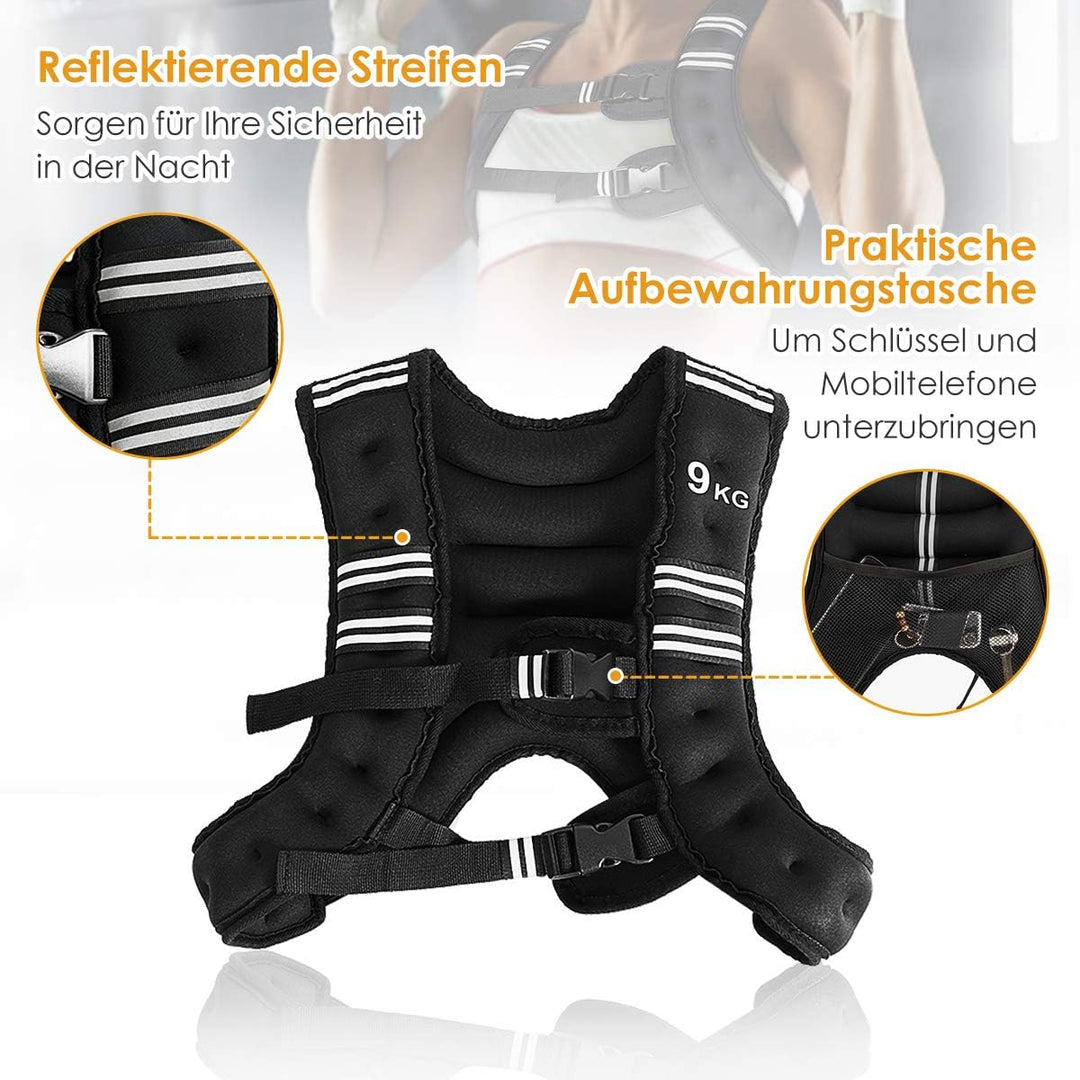 GOPLUS Gewichtsweste Trainingsweste, Laufweste mit Eisensandfüllung, Plattenträger Weste Einsatzwest