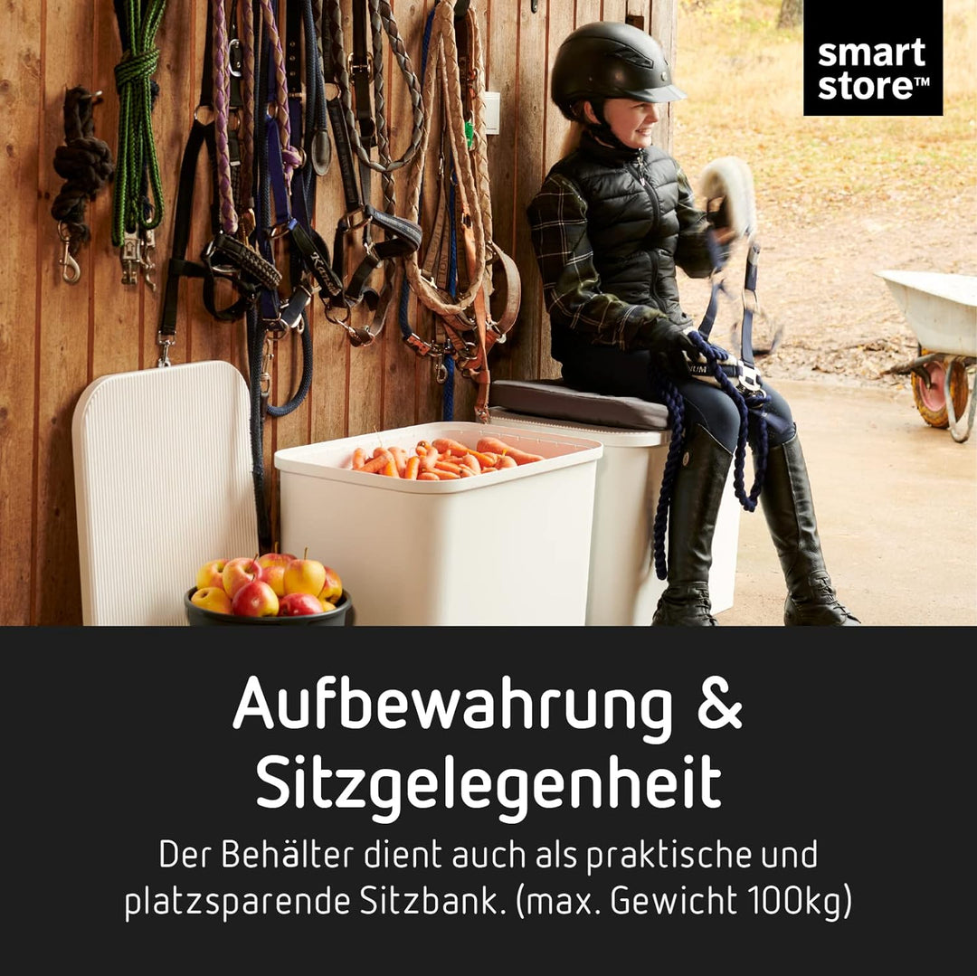 SmartStore Recycling-Mülleimer – 76 l grosser Küchenabfalleimer mit Holzdeckel, 3 x 13 l Eimereinsät