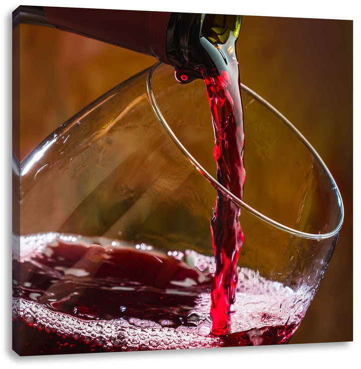 Pixxprint Edler Rotwein, Format: 70x70 auf Leinwand, XXL riesige Bilder fertig gerahmt mit Keilrahme