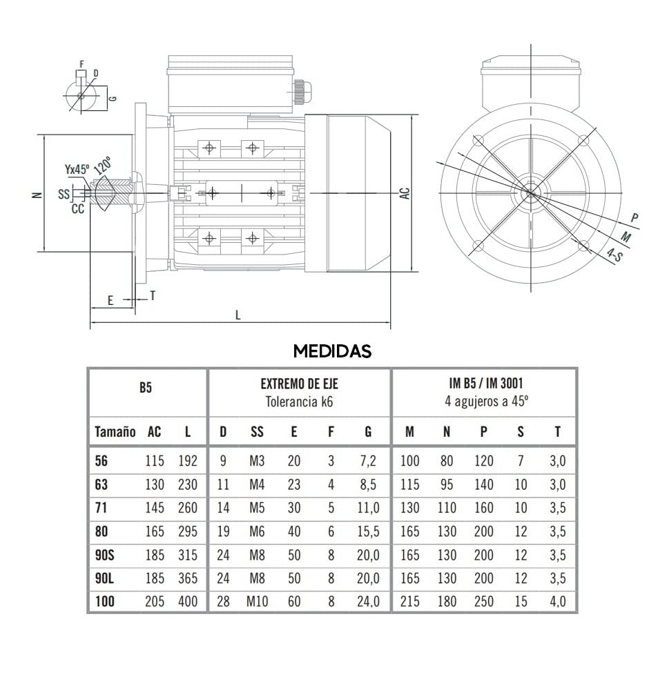 Einbaumotor 220 V 0,12 kW / 0,18 PS (70 U/min) AM