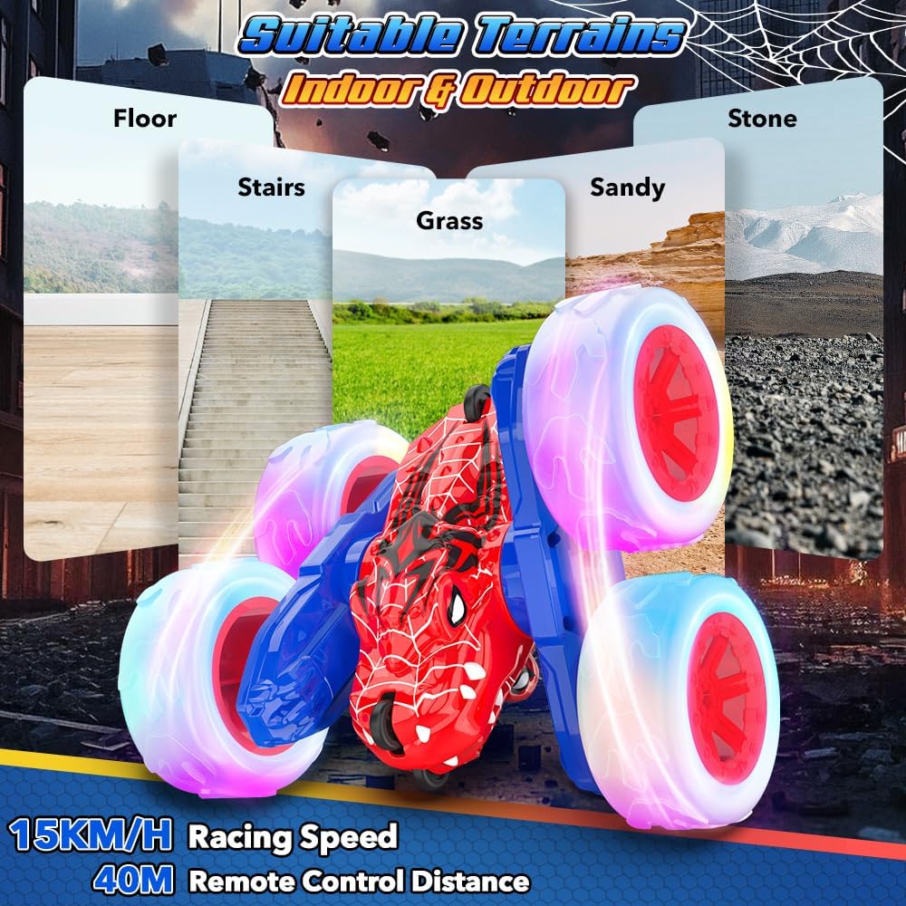 Mieryd Spider Ferngesteuertes Auto ab 3 4 5 6 7 8 9 10 Jahre, Rotation 360 ° Stunt RC Car mit LED, M