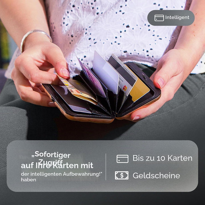 ÖGON Smart Wallets - Aluminium Geldbörse Quilted Button für Damen - RFID-Schutz - Bis zu 10 Karten u