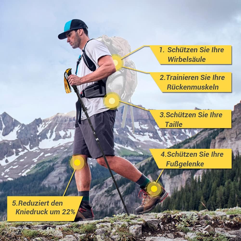 Glymnis Wanderstöcke Trekkingstöcke Walking Stöcke 7075 Aluminium Wanderstock verstellbar 110-130cm