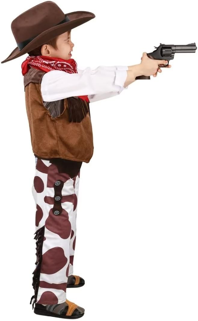 Tacobear Cowboy Kostüm Kinder mit Bandana Halstuch Hut Weste Hose Western Cowboy Cosplay Set Faschin