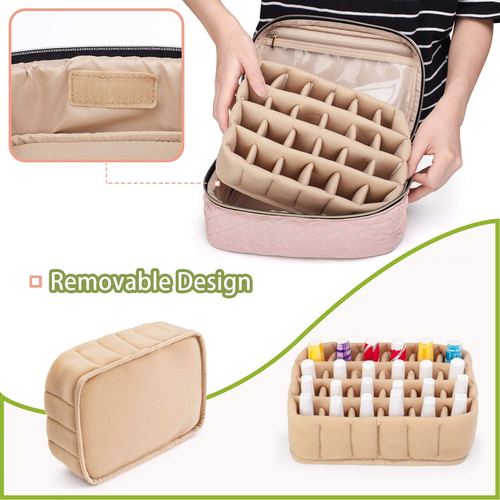 Yarwo Nagellack Tasche Organizer, Nagellack Aufbewahrungsbox für 24 Flaschen Nagellack (bis zu 15ml)