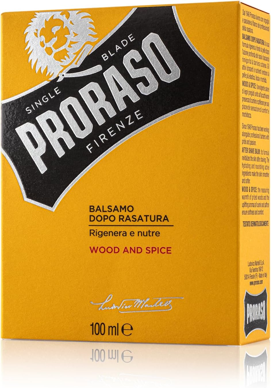 Proraso Wood and Spice After Shave Balsam, 100 ml Single, Single