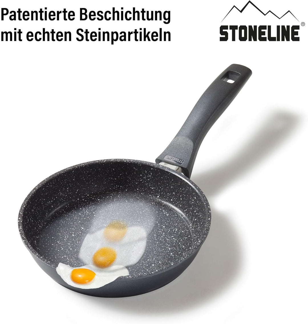 STONELINE Bratpfanne 18 cm, induktionsgeeignet, Aluguss, Antihaftbeschichtung mit echten Steinpartik