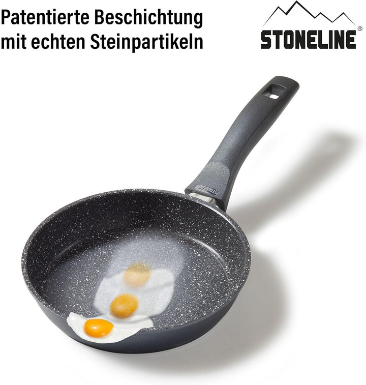 STONELINE Bratpfanne 18 cm, induktionsgeeignet, Aluguss, Antihaftbeschichtung mit echten Steinpartik