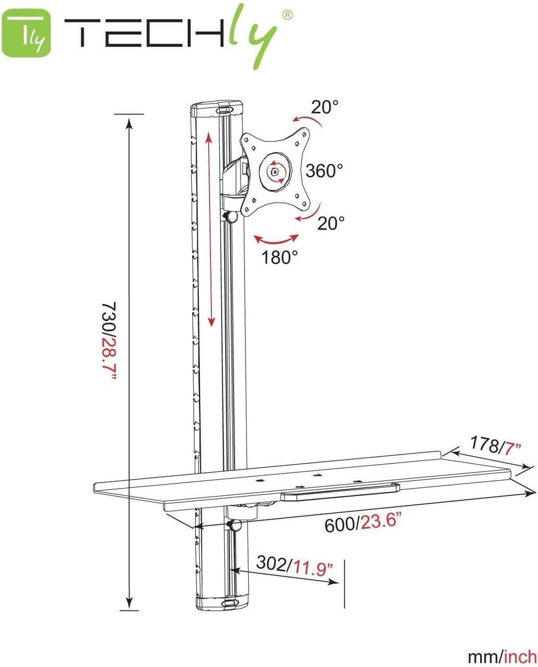 Techly ICA-PLW 01 Wandhalterung für Flachbildschirm 68,6 cm (27 Zoll) Silber