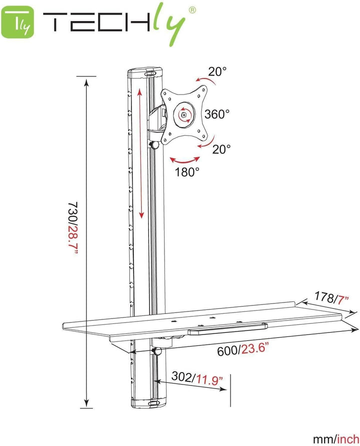 Techly ICA-PLW 01 Wandhalterung für Flachbildschirm 68,6 cm (27 Zoll) Silber