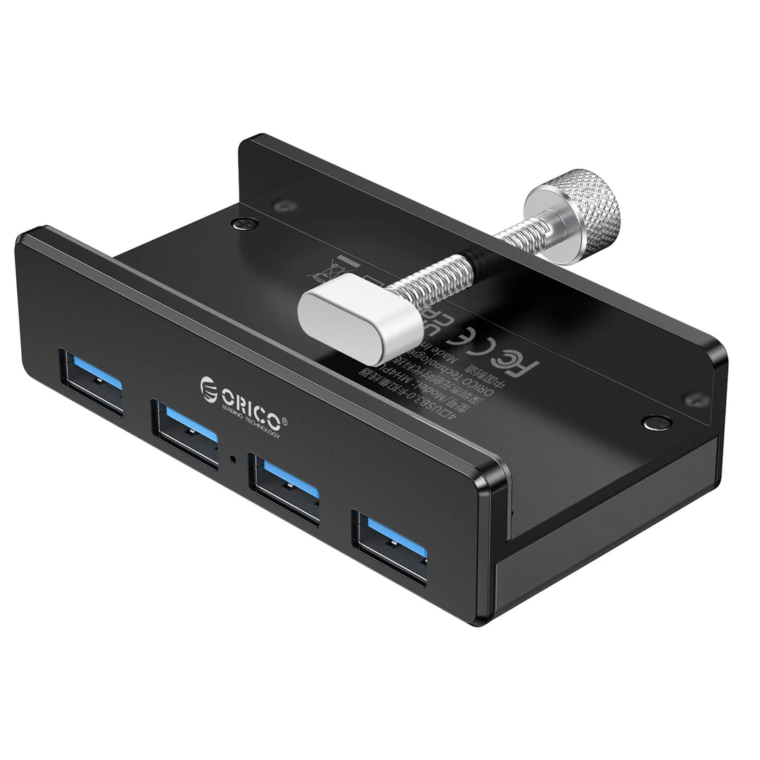 ORICO USB Hub Clip-Typ, 4 Port USB 3.0 Hub 5 Gbps Super Speed Mini Aluminum Datenhub Mit 150cm Kabel