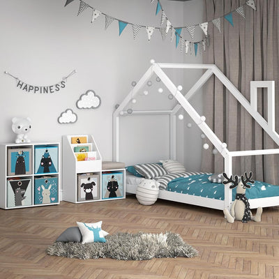 Vicco Kinderregal Luigi, Weiss, 72 x 79 cm Mini, mit 2 Faltboxen Opt.4 Weiss 72x79 mit Faltboxen Hun