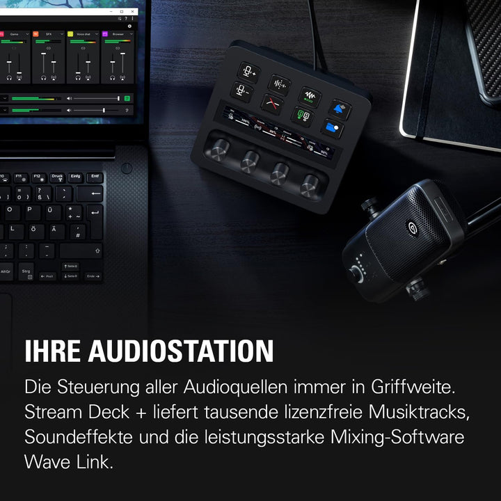 Elgato Stream Deck +, Audiomixer & Wave:3 - Professionelles USB-Kondensatormikrofon für Streaming, P