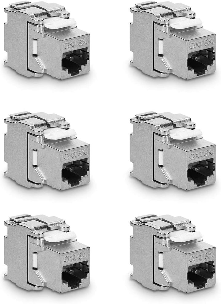 kwmobile 6X Keystone Modul für CAT 6A Kabel - 10 Gbit/s geschirmt Metall Gehäuse Schnappverschluss -