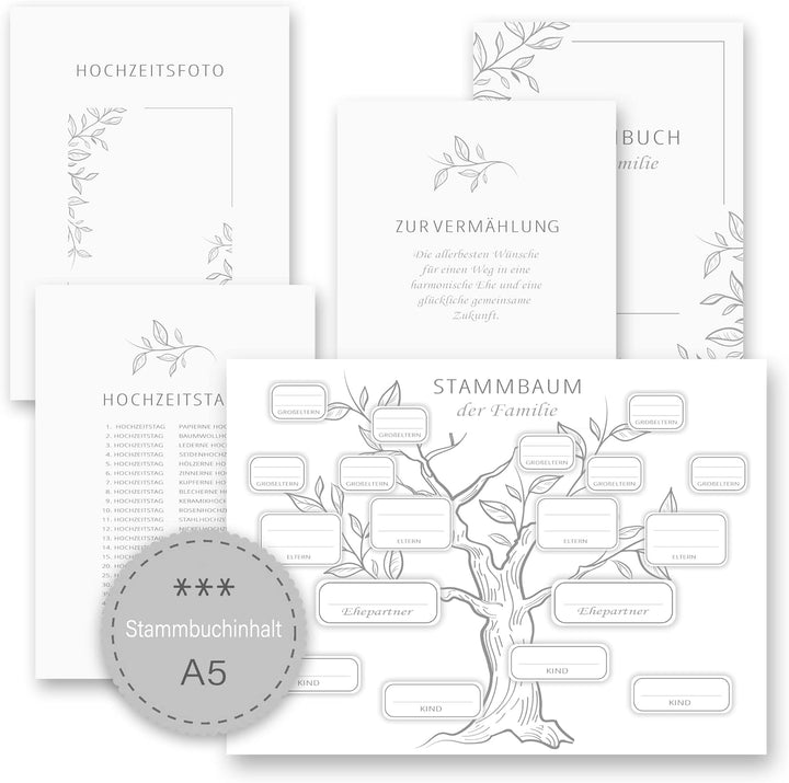 Stammbücher Holz Stammbuch der Familie personalisiert Far Holzbuch A5 oder A4 Familienstammbuch Hoch
