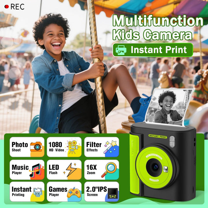 Zicor Kinderkamera Instant Print, 1080HD Digital Video & Instant Print Kamera für Kinder, lustige We