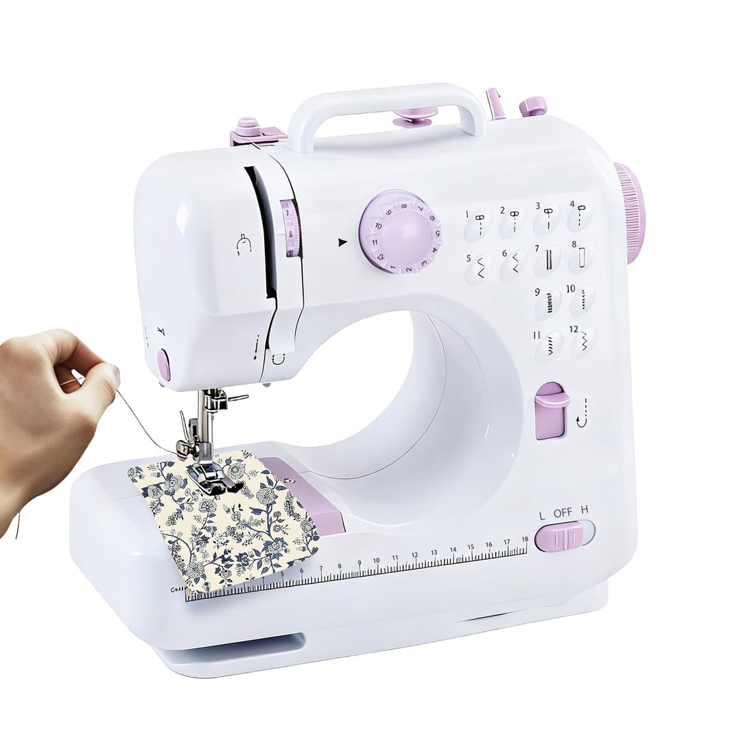 Mini Nähmaschine für Anfänger 12 Stiche Haushalt Doppelfaden Multifunktionsnähmaschine für Kinder EU