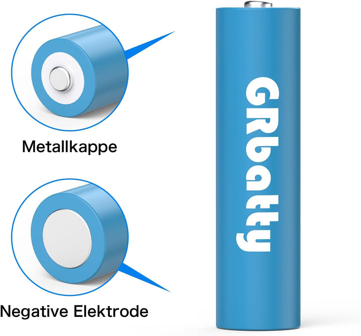 GRbatty 8 AA NiMH Wiederaufladbare Akkus 3300mAh -1.2V Hohe Kapazität 1200 Zyklen Vorgeladene Doppel