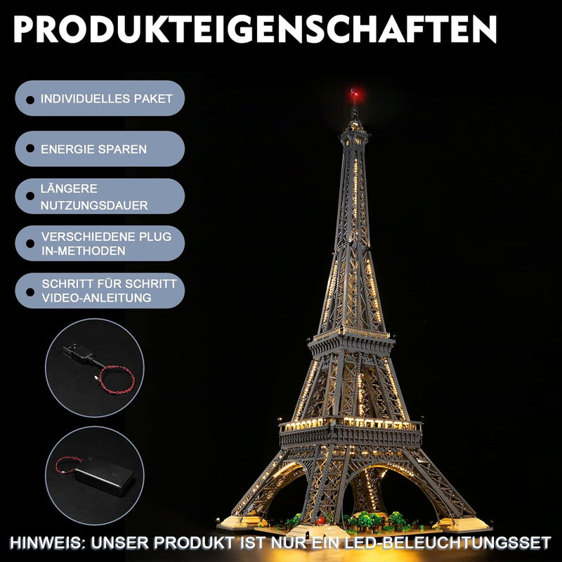 Led Beleuchtungsset für Lego Architecture The Eiffel Tower Skyline,Music Version (Spiel Musik) Dekor