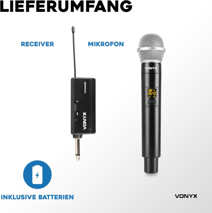 VONYX WM552 - Funk Mikrofon drahtlos, Doppel Set, Wireless UHF Microphone, kabelloses Mikrofonsystem