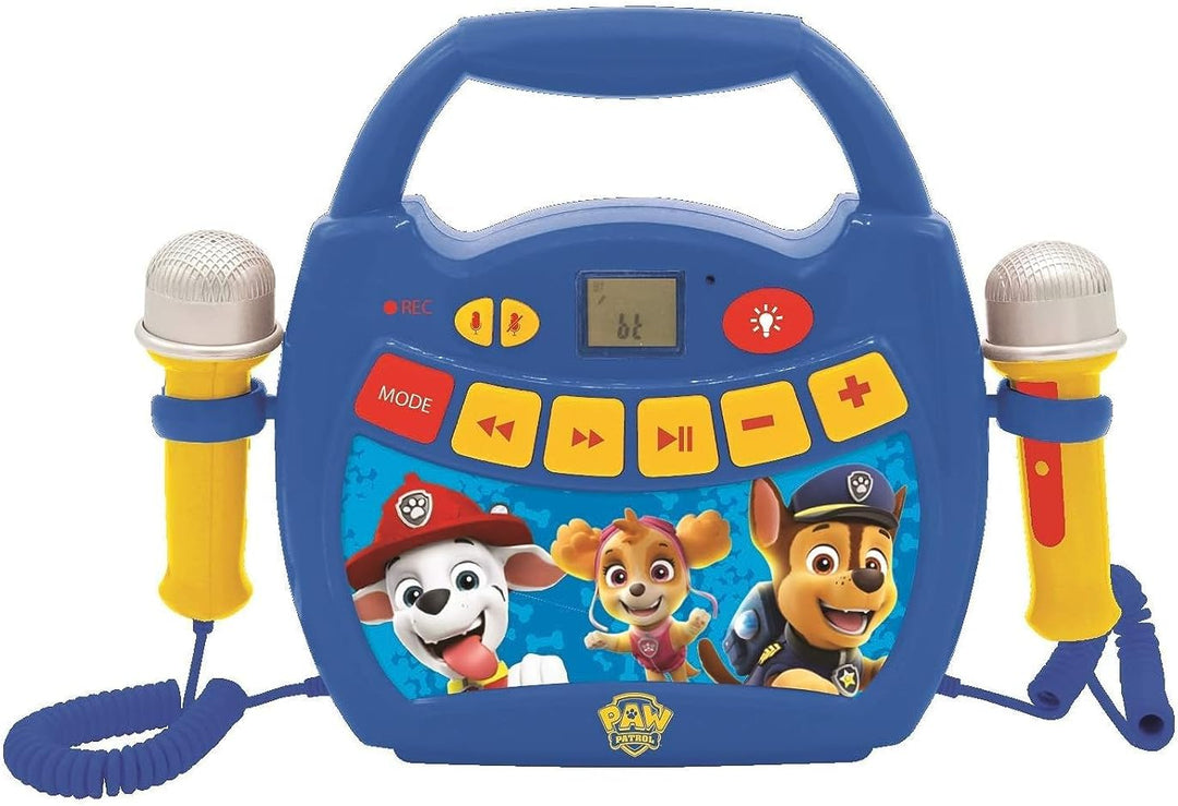 Lexibook MP320PAZ Paw Patrol-Tragbarer digitaler Karaoke-Player für Kinder-Mikrofone, Lichteffekte,