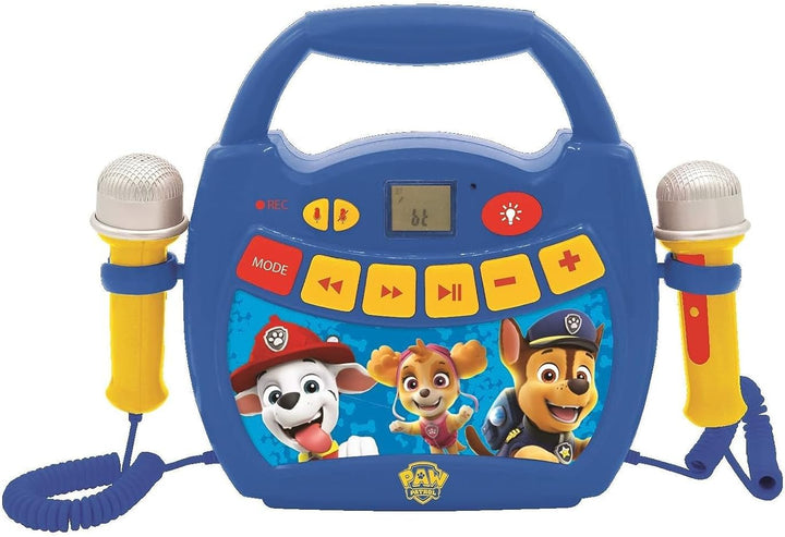 Lexibook MP320PAZ Paw Patrol-Tragbarer digitaler Karaoke-Player für Kinder-Mikrofone, Lichteffekte,