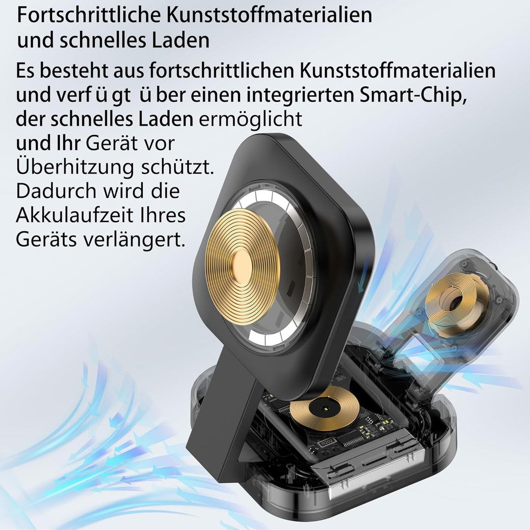 3 in 1 induktive Ladestation für Apple, Faltbarer 3 in 1 kabelloses Ladegerät für Magsafe für iPhone