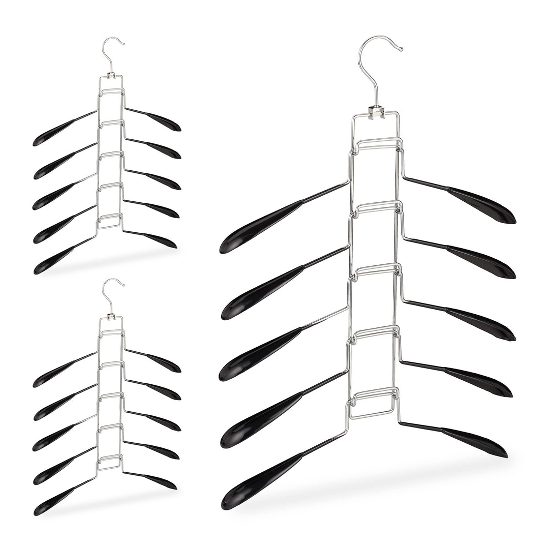 Relaxdays Mehrlagiger Kleiderbügel 3er Set, 5 Bügel pro Aufhängung, Oberbekleidung, platzsparend und