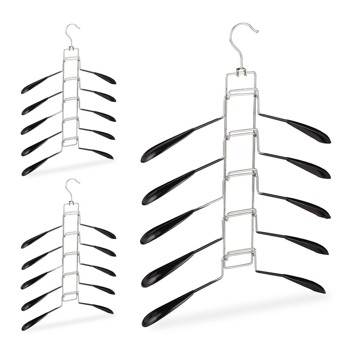 Relaxdays Mehrlagiger Kleiderbügel 3er Set, 5 Bügel pro Aufhängung, Oberbekleidung, platzsparend und