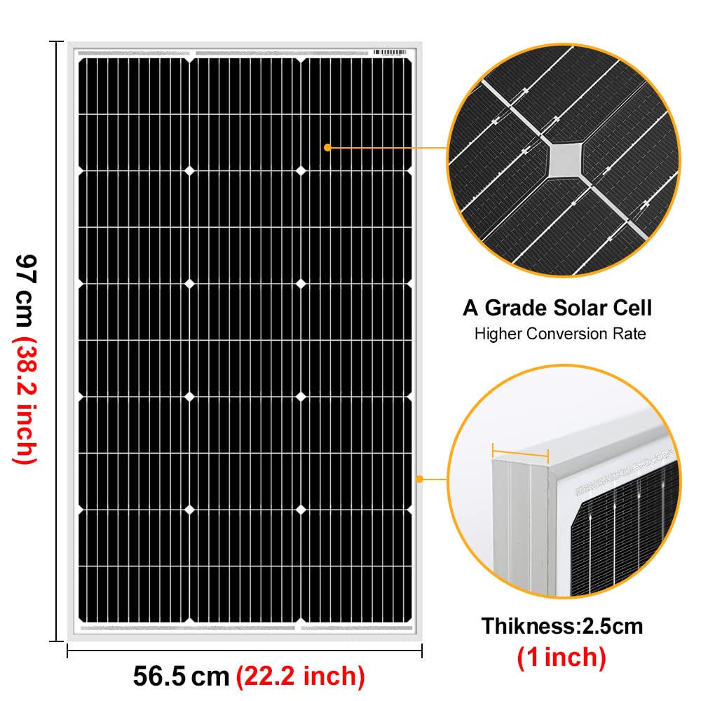 DOKIO 100W 18V Solarpanel Monokristallin - Solarmodul 100 Watt für 12V Batterien ideal für Wohnmobil