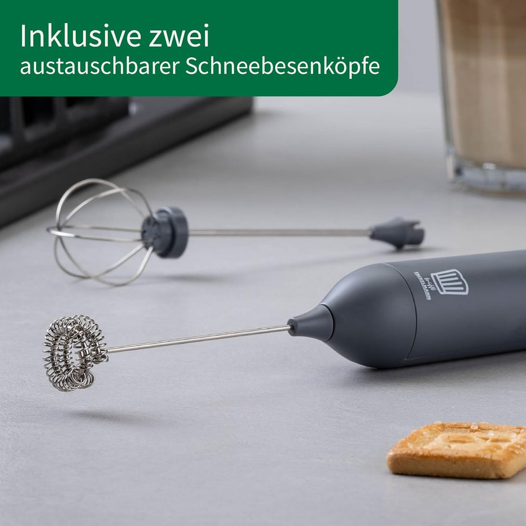 Chefkoch trifft Fackelmann Elektrischer Milchaufschäumer – inkl. 2 Schneebesen, USB-C wiederaufladba