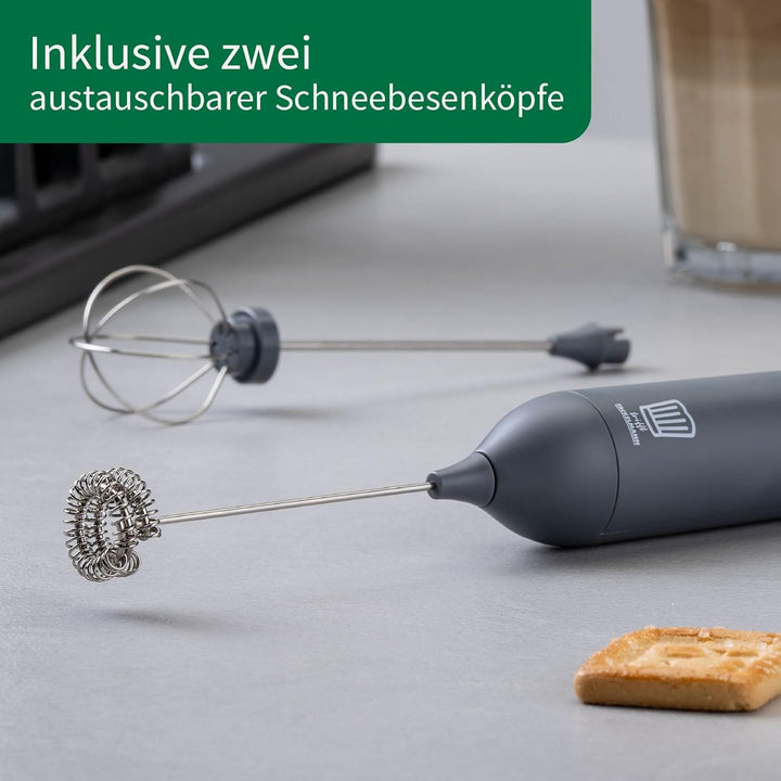Chefkoch trifft Fackelmann Elektrischer Milchaufschäumer – inkl. 2 Schneebesen, USB-C wiederaufladba