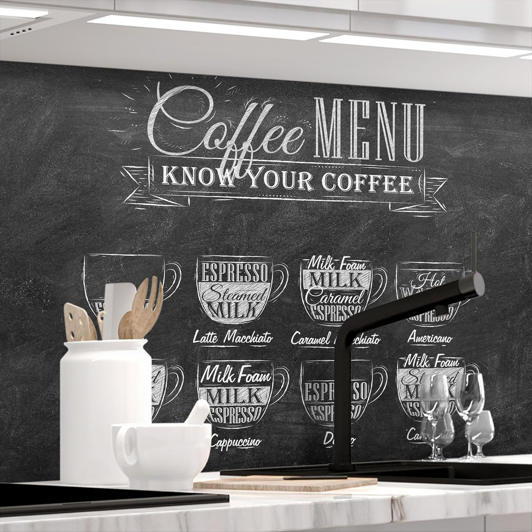 StickerProfis Küchenrückwand selbstklebend Glasoptik - Bistro MENU - 1.8mm, Versteift, alle Untergrü