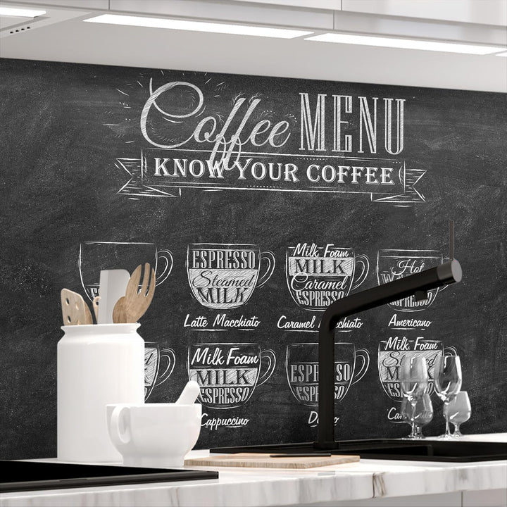 StickerProfis Küchenrückwand selbstklebend Glasoptik - Bistro MENU - 1.8mm, Versteift, alle Untergrü