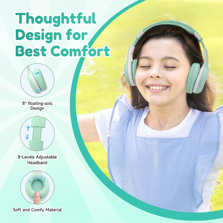 EarFun Bluetooth Kopfhörer Kinder, 85/94dB Lautstärkeregelung, HiFi Sound, HD-Mikrofon, 40 Std Akku,
