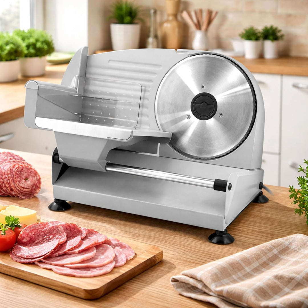 Silva Schneider Allesschneider AS 500 | 150W | Metallgehäuse | 19 cm Edelstahlmesser | Exakte Schnit