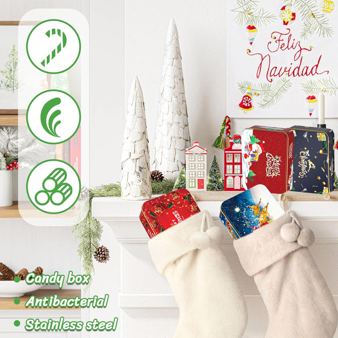 8Pcs Weihnachten Blechdose mit Deckel, Mini Weihnachtskeksdosen, Weihnachten Mini Aufbewahrungsdosen